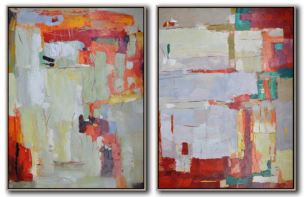 Hand-painted Set of 2 Contemporary Art on canvas - Affordable Art Large